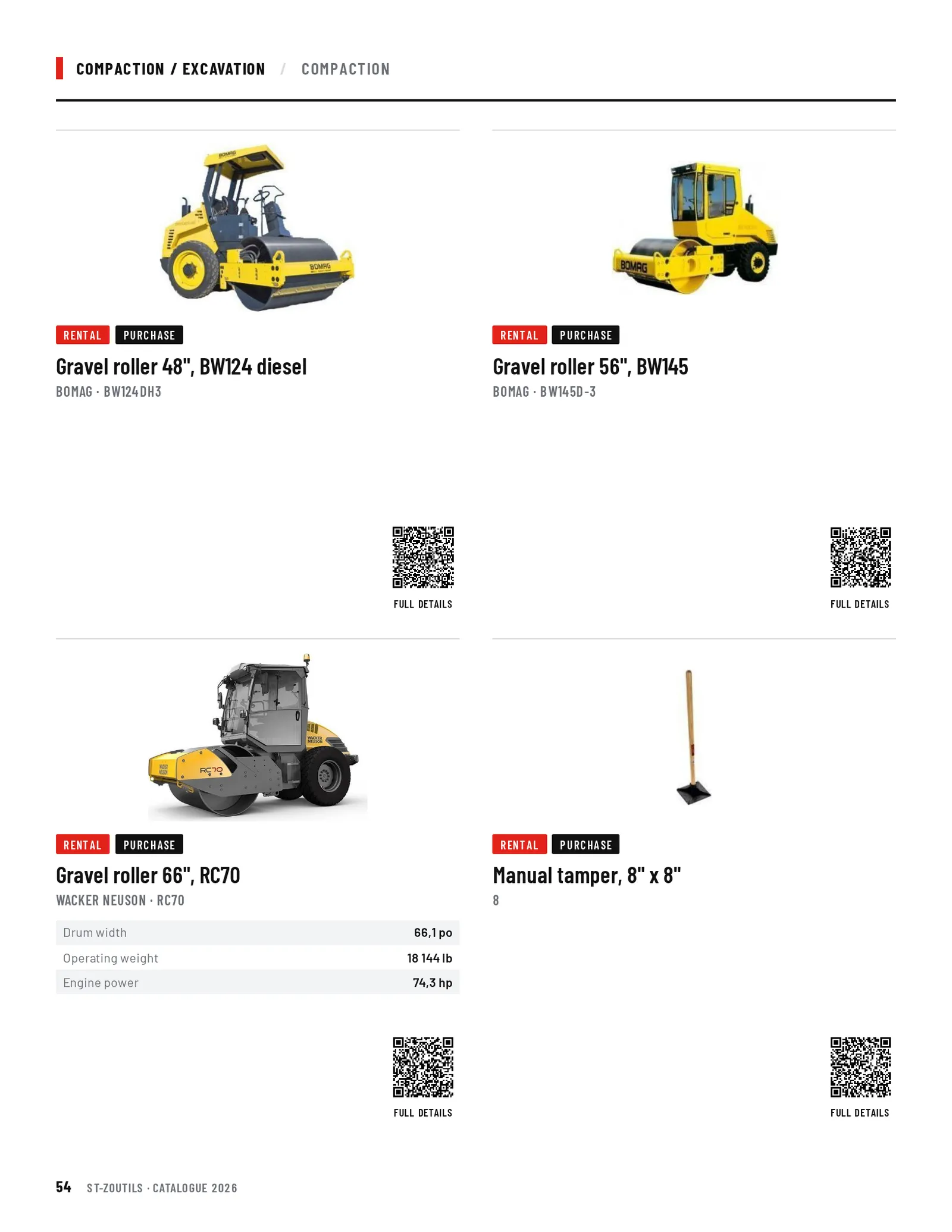 Compaction / Excavation: 4 tools