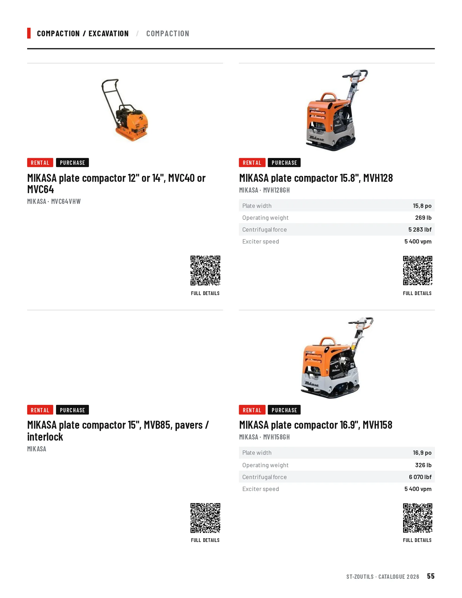 Compaction / Excavation: 4 tools