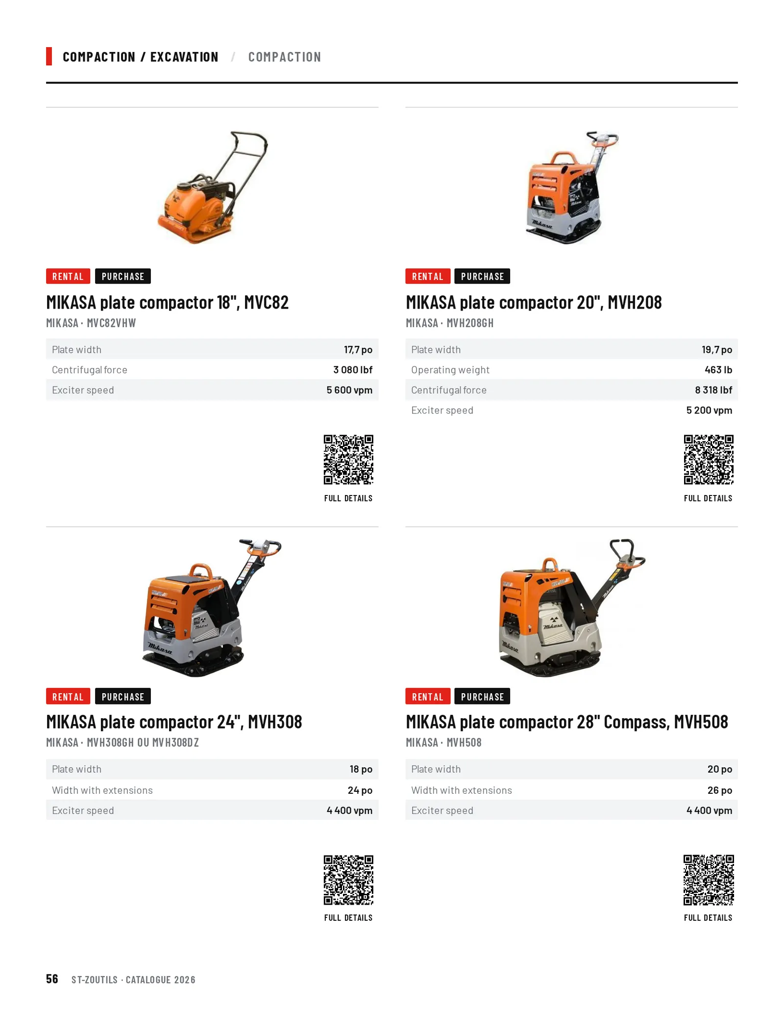 Compaction / Excavation: 4 tools