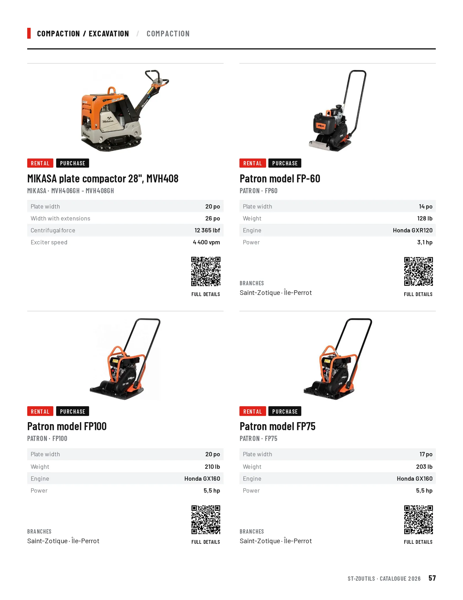 Compaction / Excavation: 4 tools
