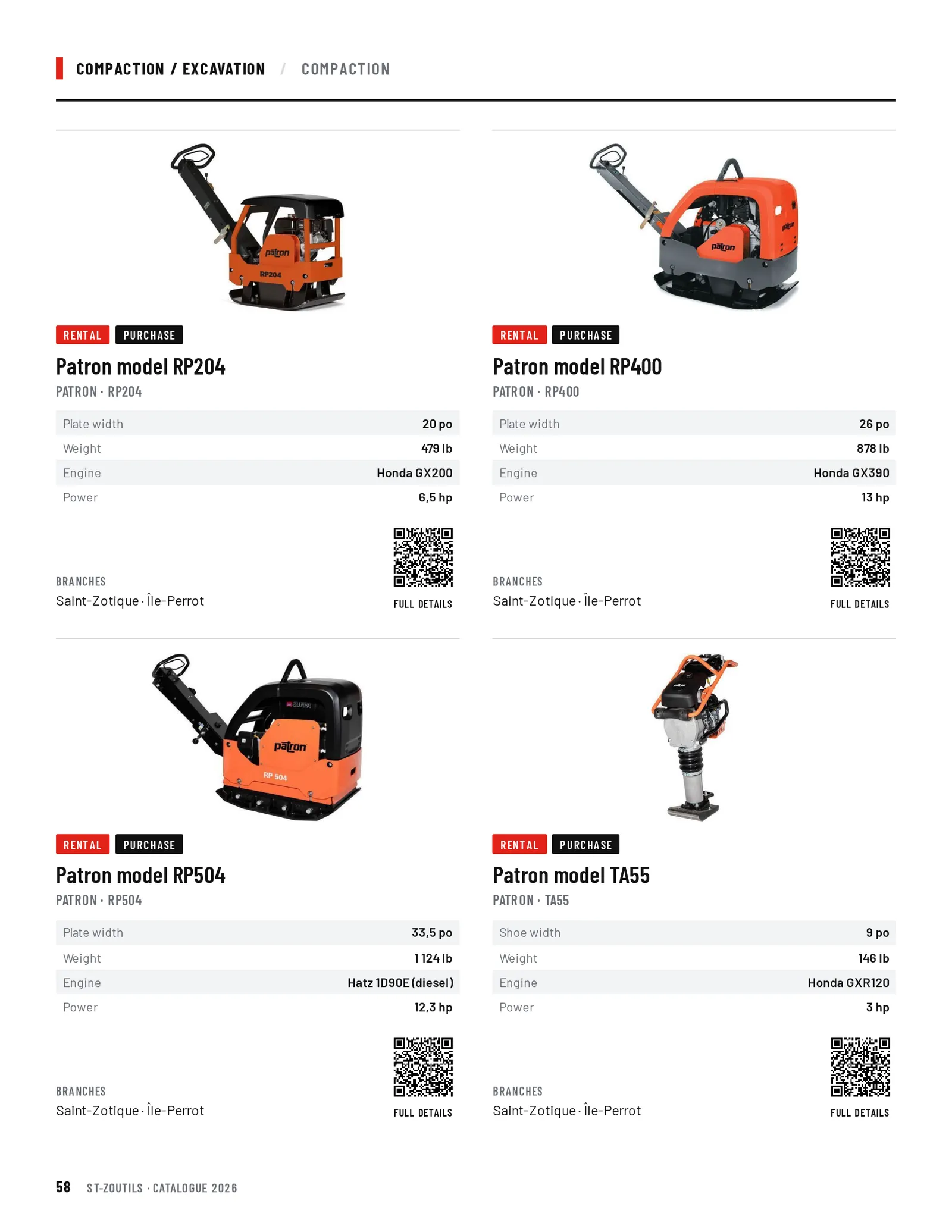 Compaction / Excavation: 4 tools