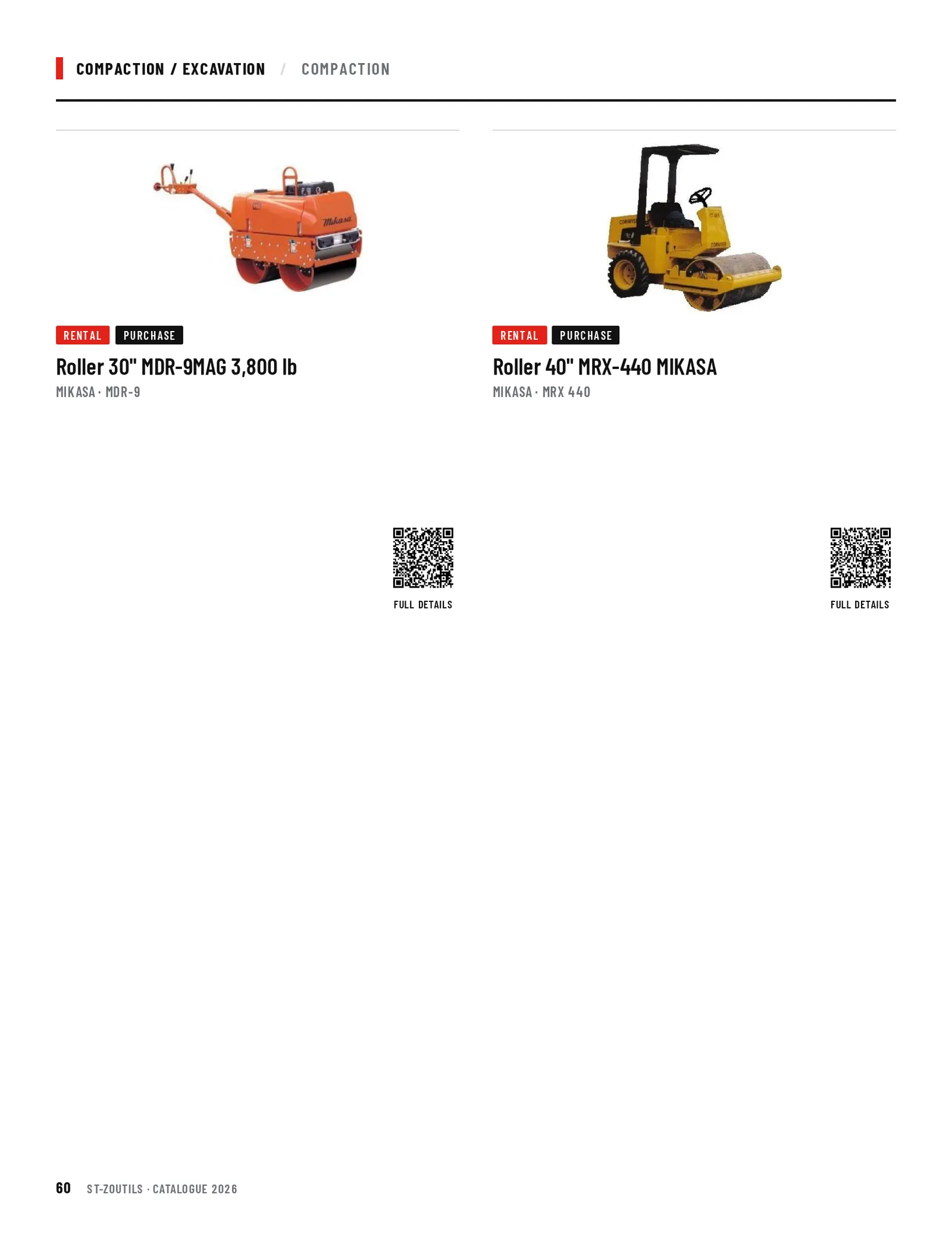 Compaction / Excavation: 2 tools