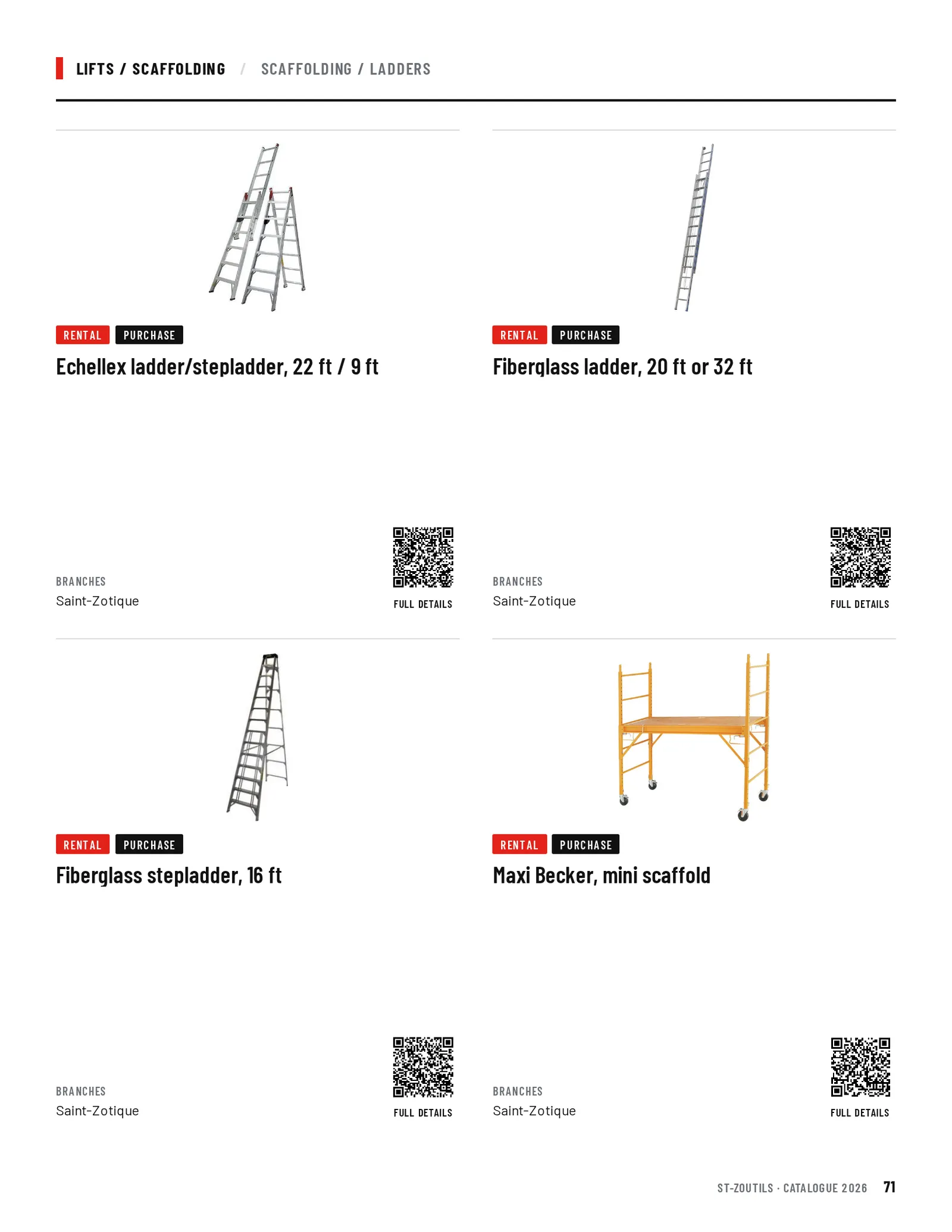 Lifts / Scaffolding: 4 tools