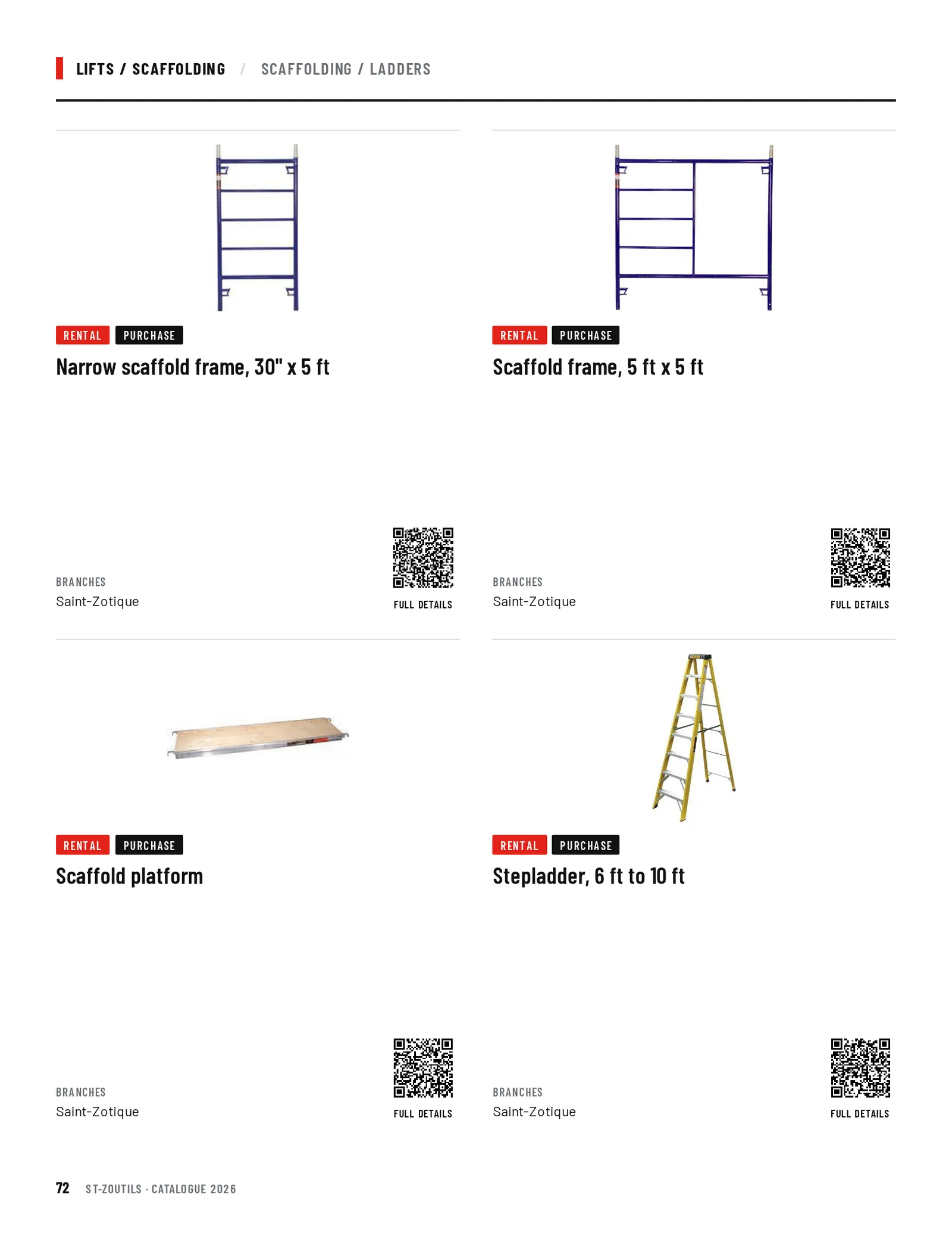 Lifts / Scaffolding: 4 tools