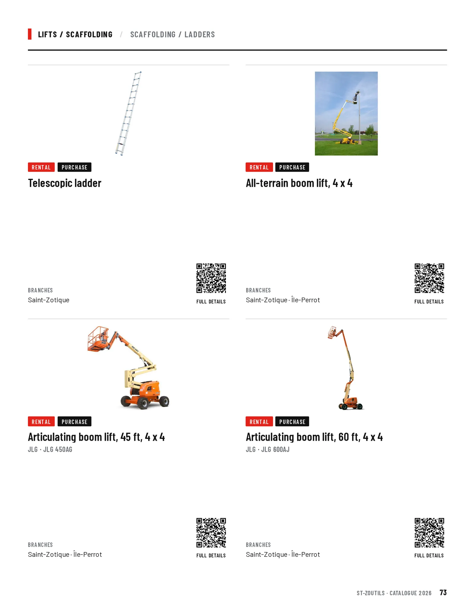 Lifts / Scaffolding: 4 tools