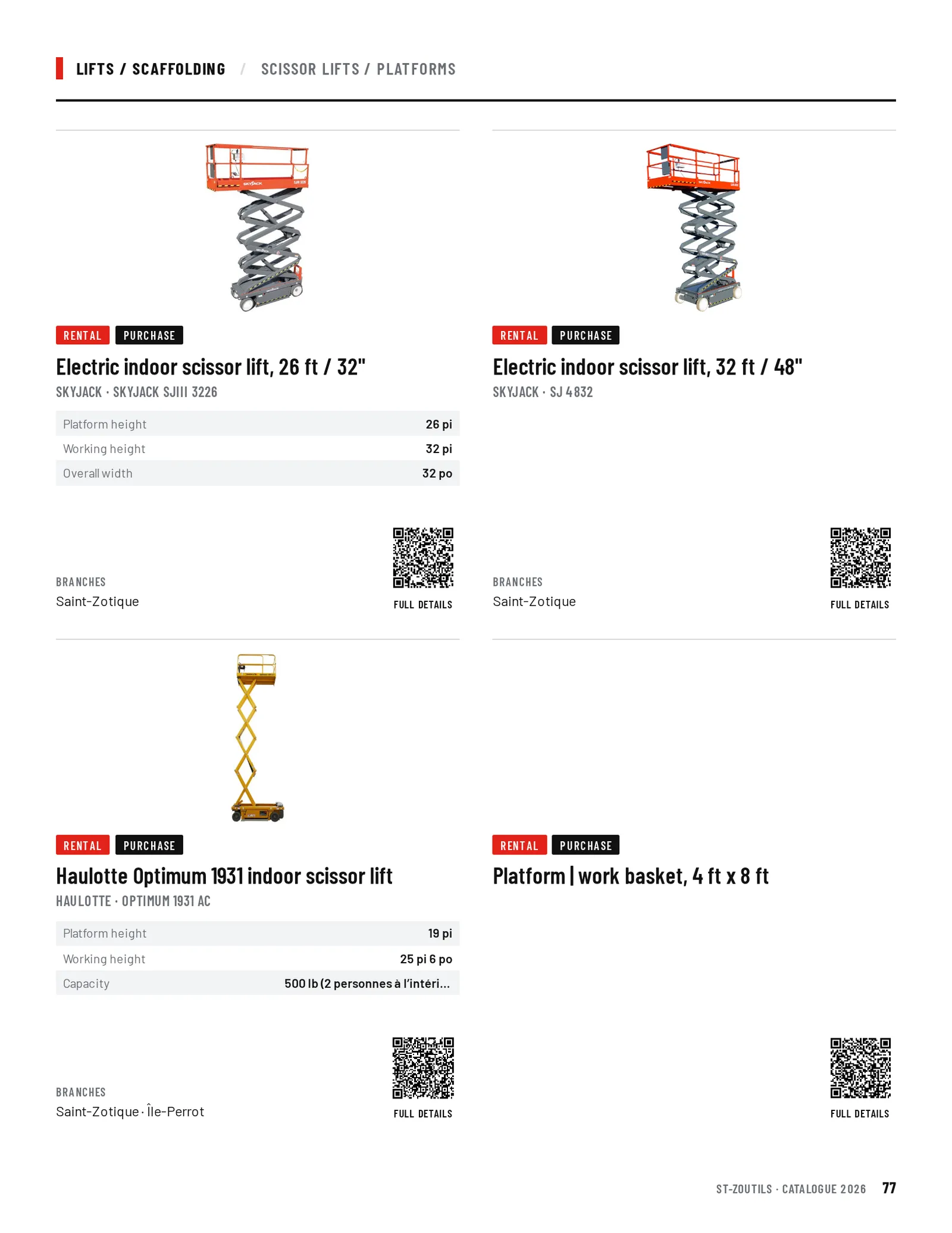 Lifts / Scaffolding: 4 tools