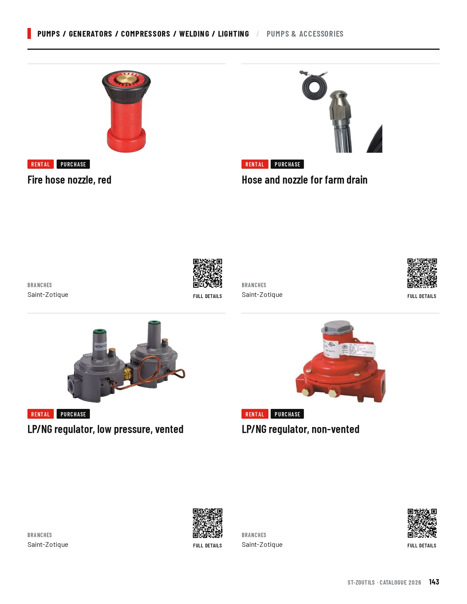 Pumps / Generators / Compressors / Welding / Lighting: 4 tools
