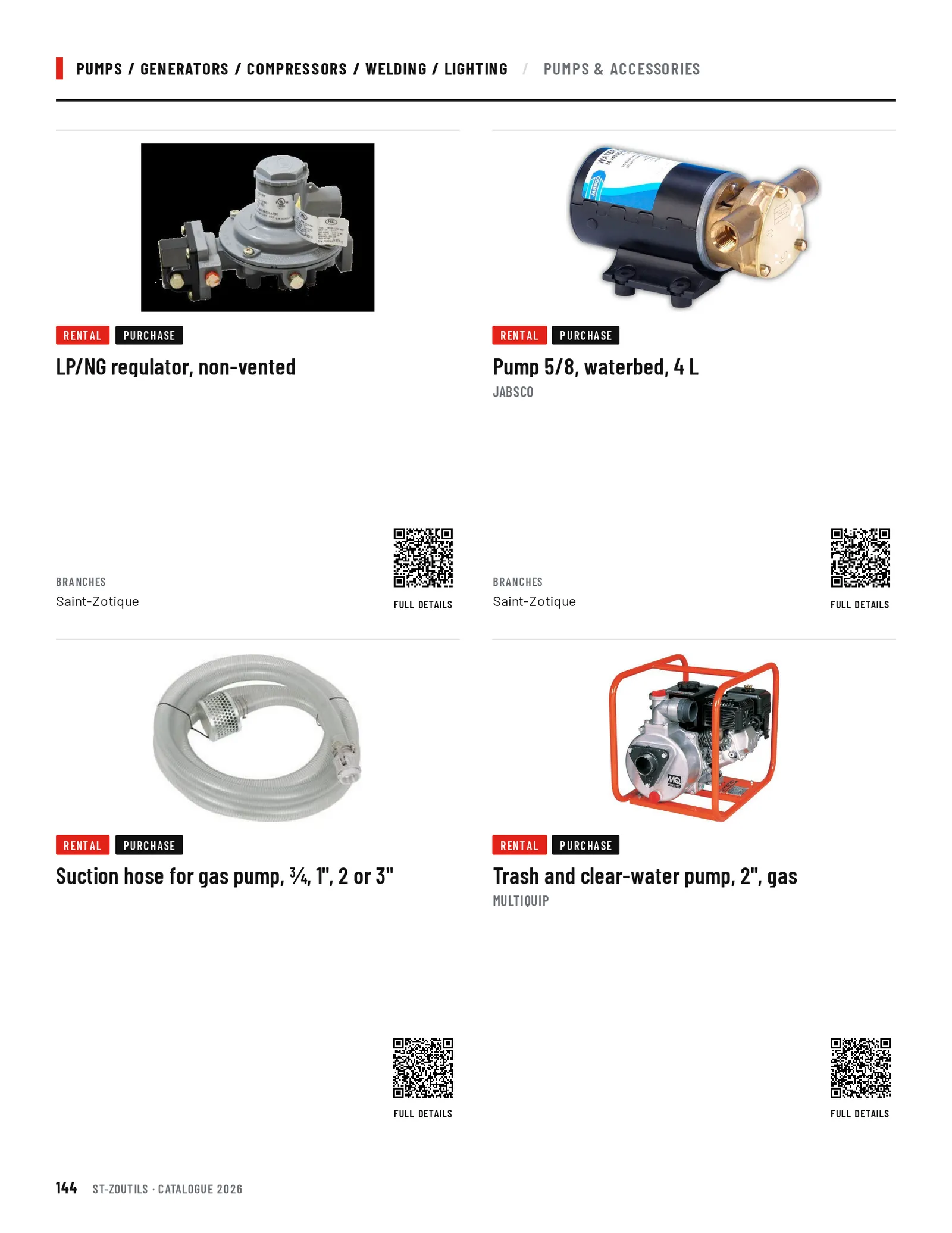 Pumps / Generators / Compressors / Welding / Lighting: 4 tools