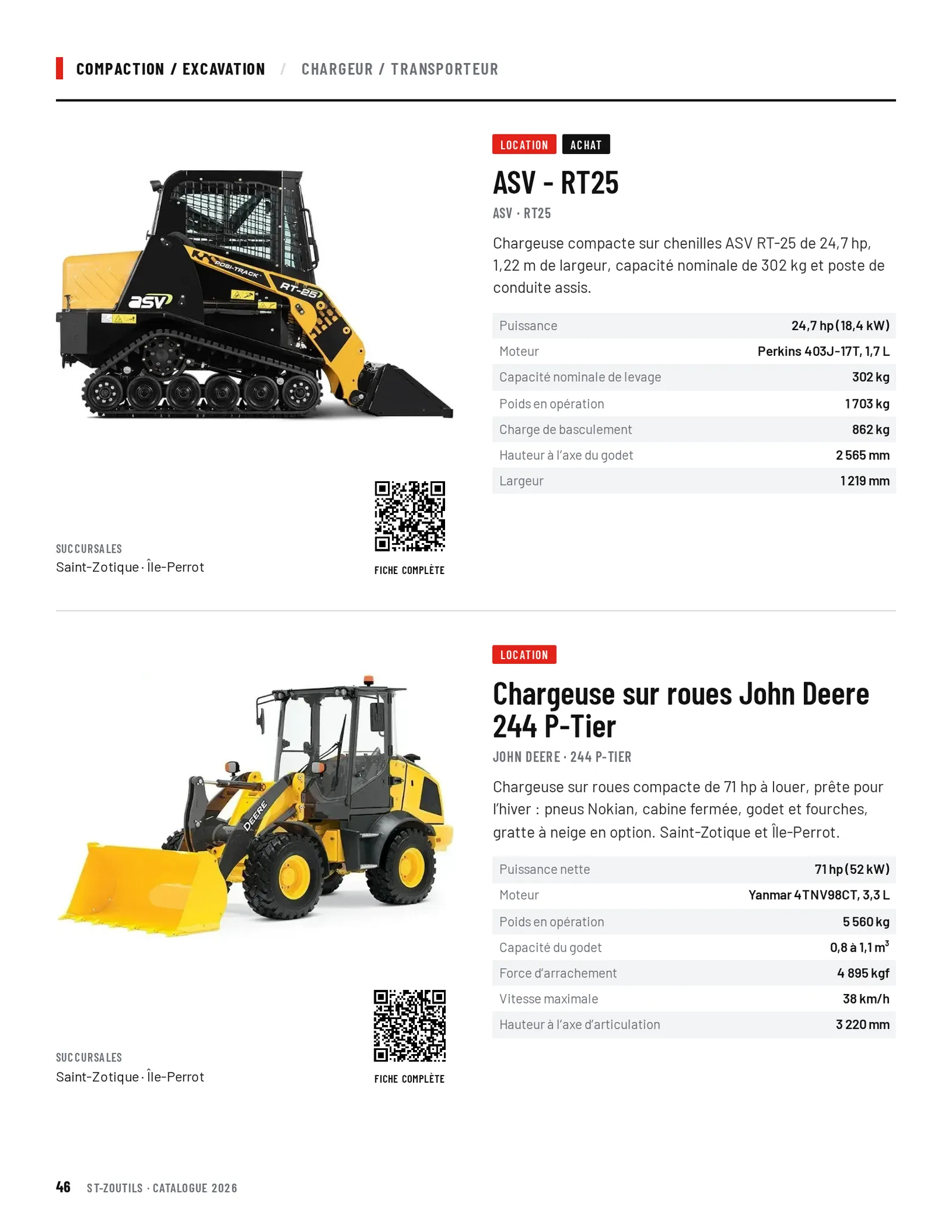 Compaction / Excavation : 2 outils