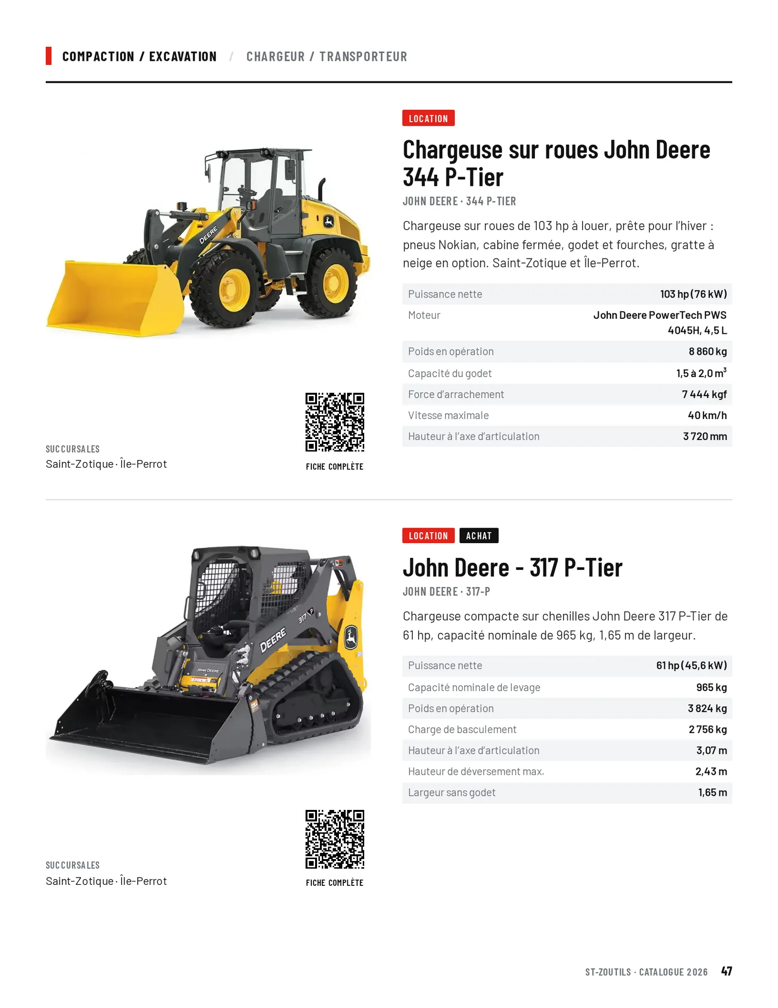 Compaction / Excavation : 2 outils