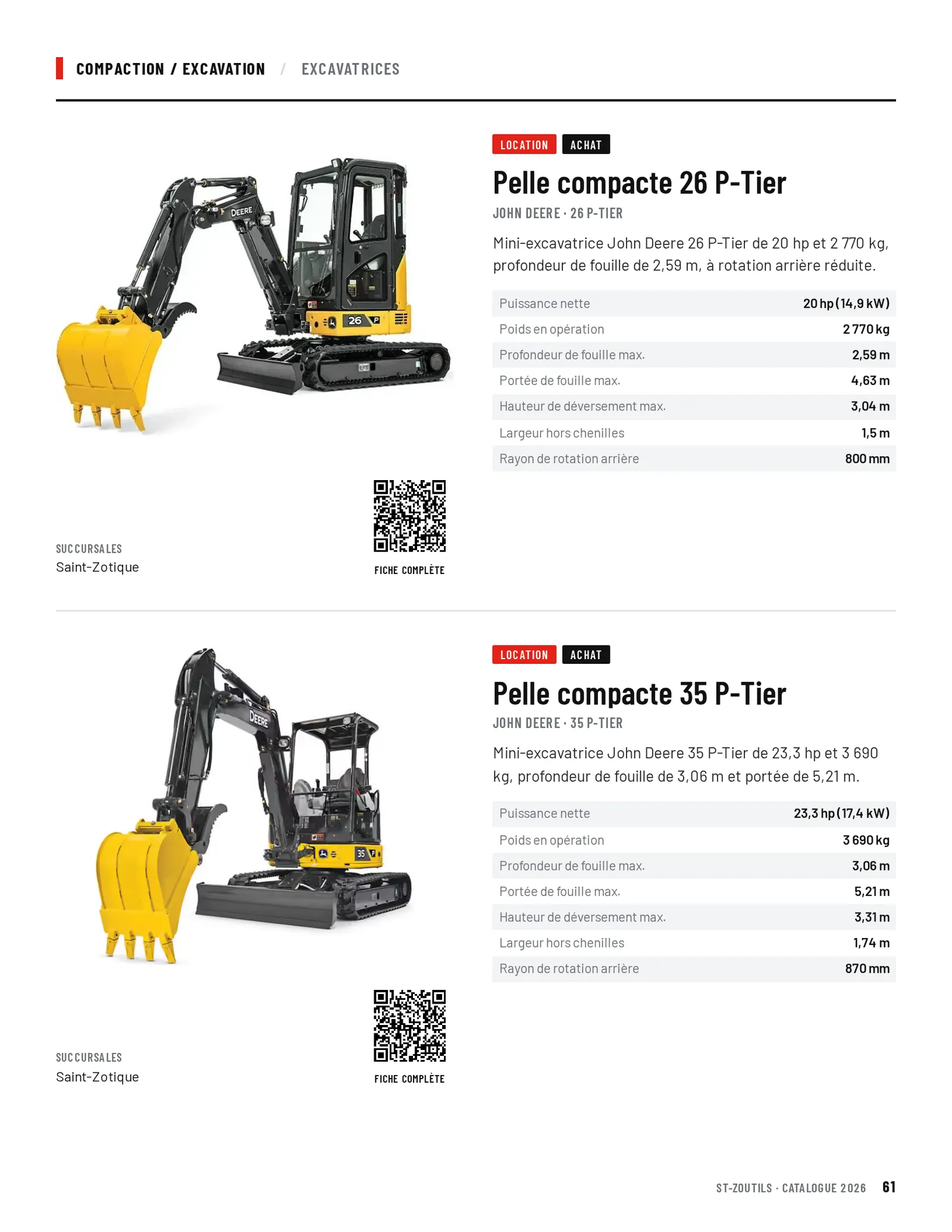 Compaction / Excavation : 2 outils
