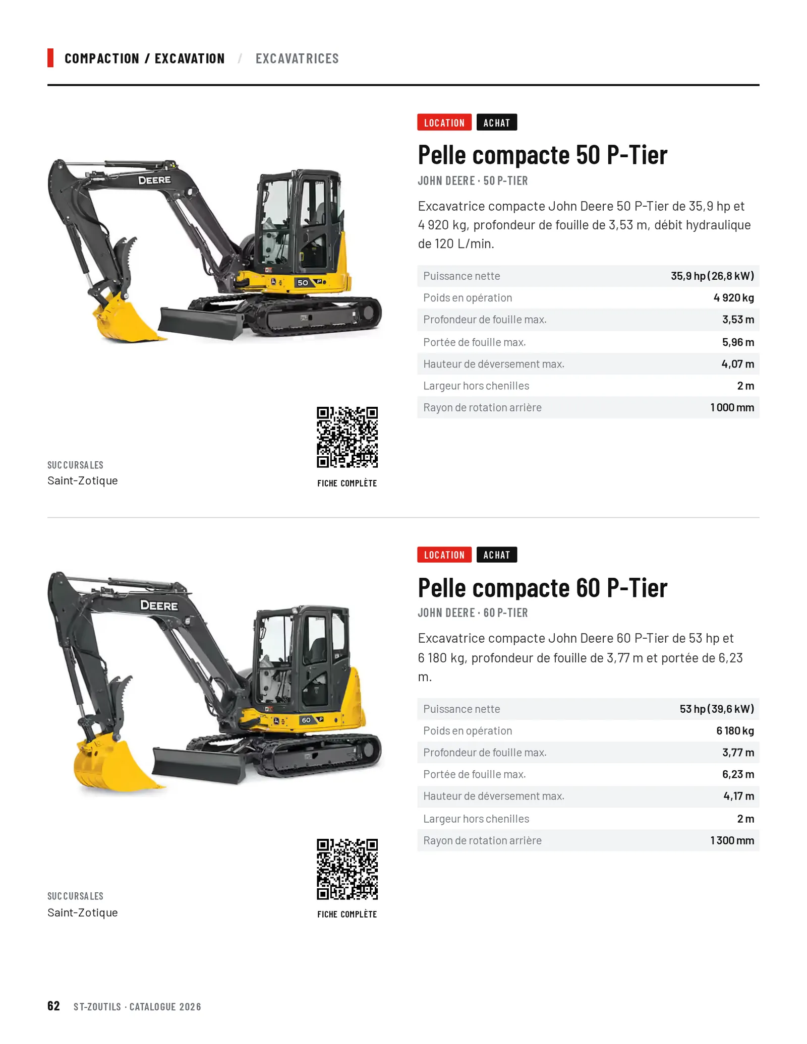 Compaction / Excavation : 2 outils