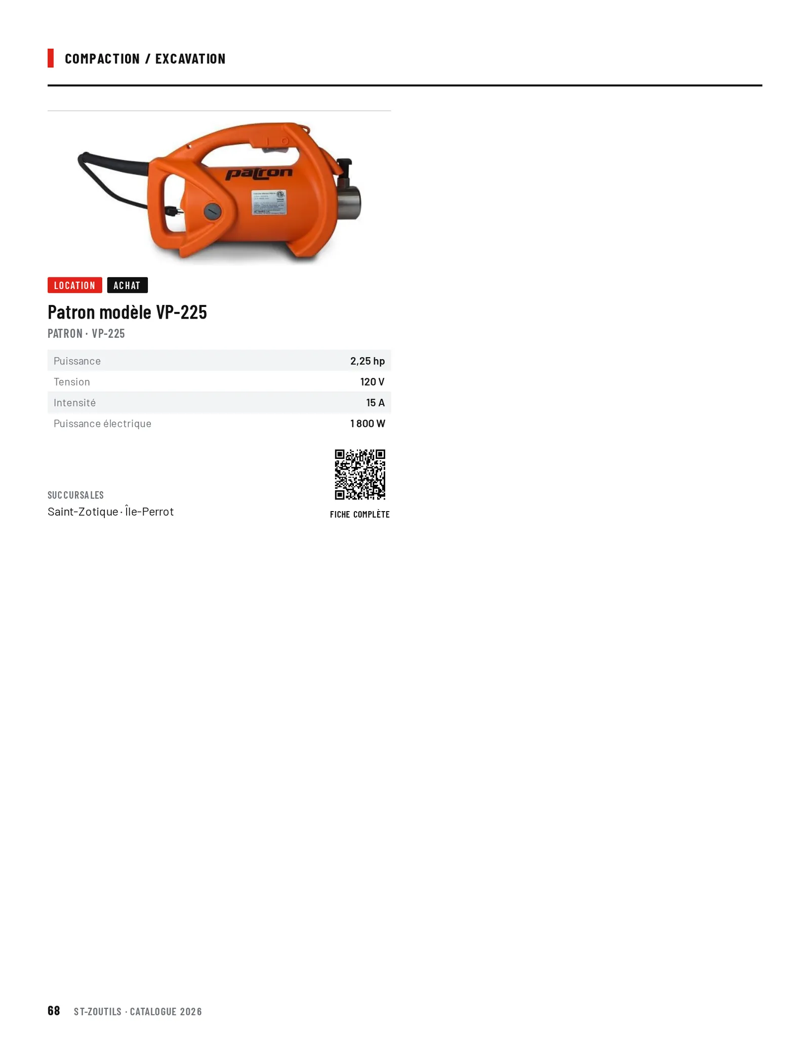 Compaction / Excavation : 1 outil