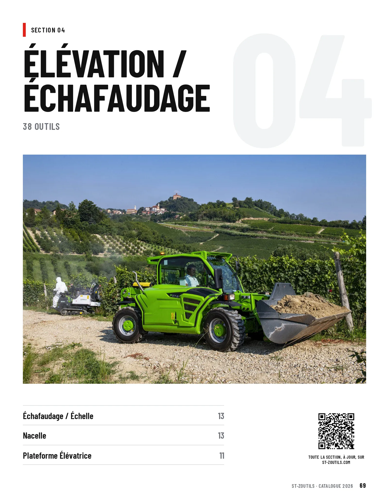 Ouverture de la section Élévation / Échafaudage