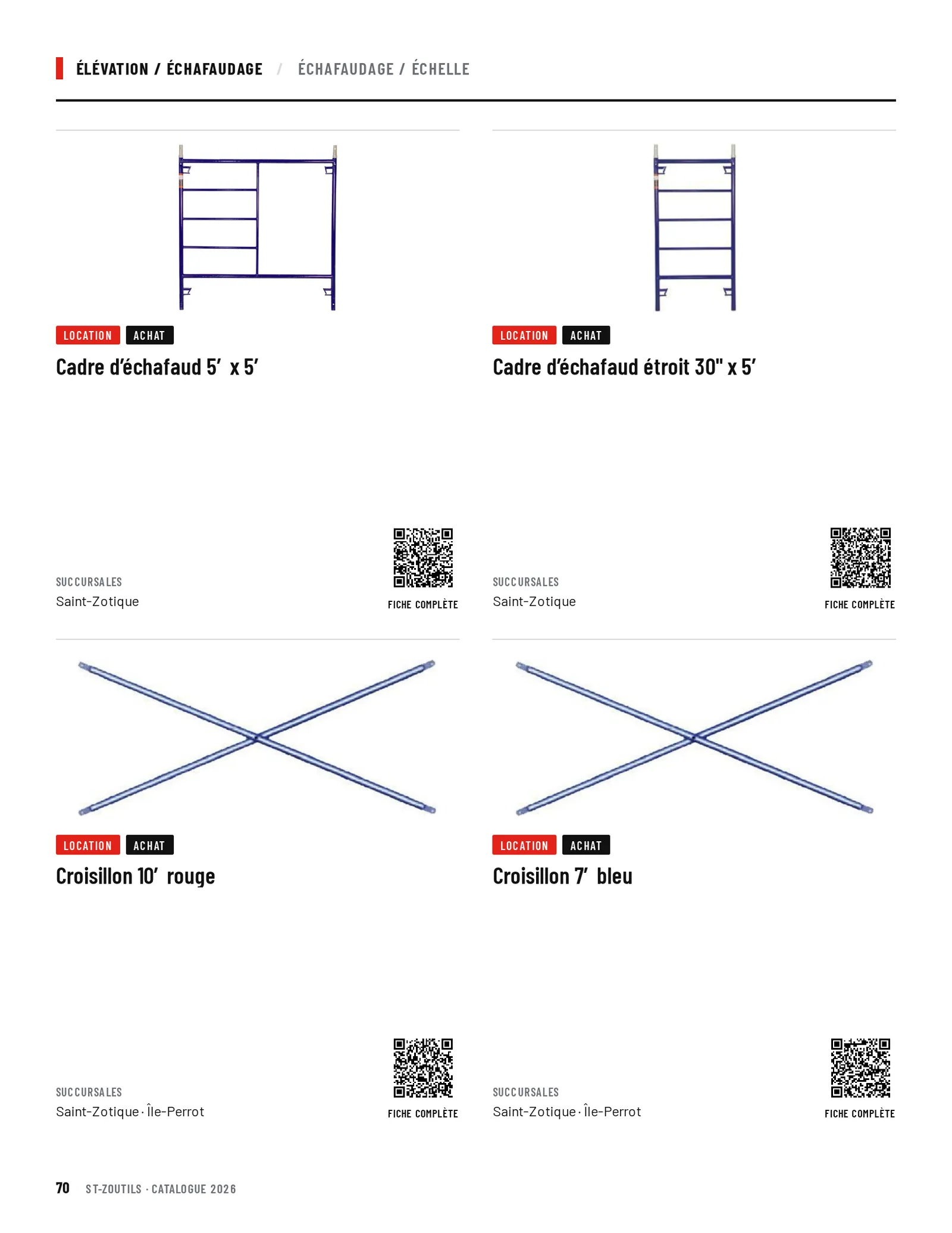 Élévation / Échafaudage : 4 outils