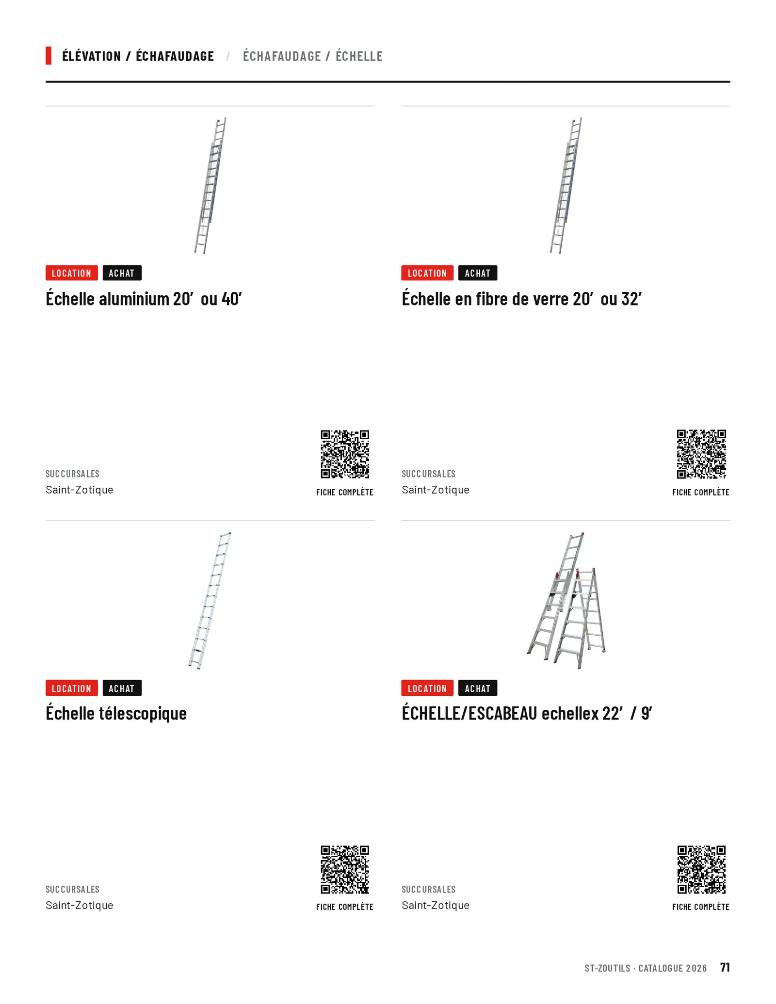 Élévation / Échafaudage : 4 outils