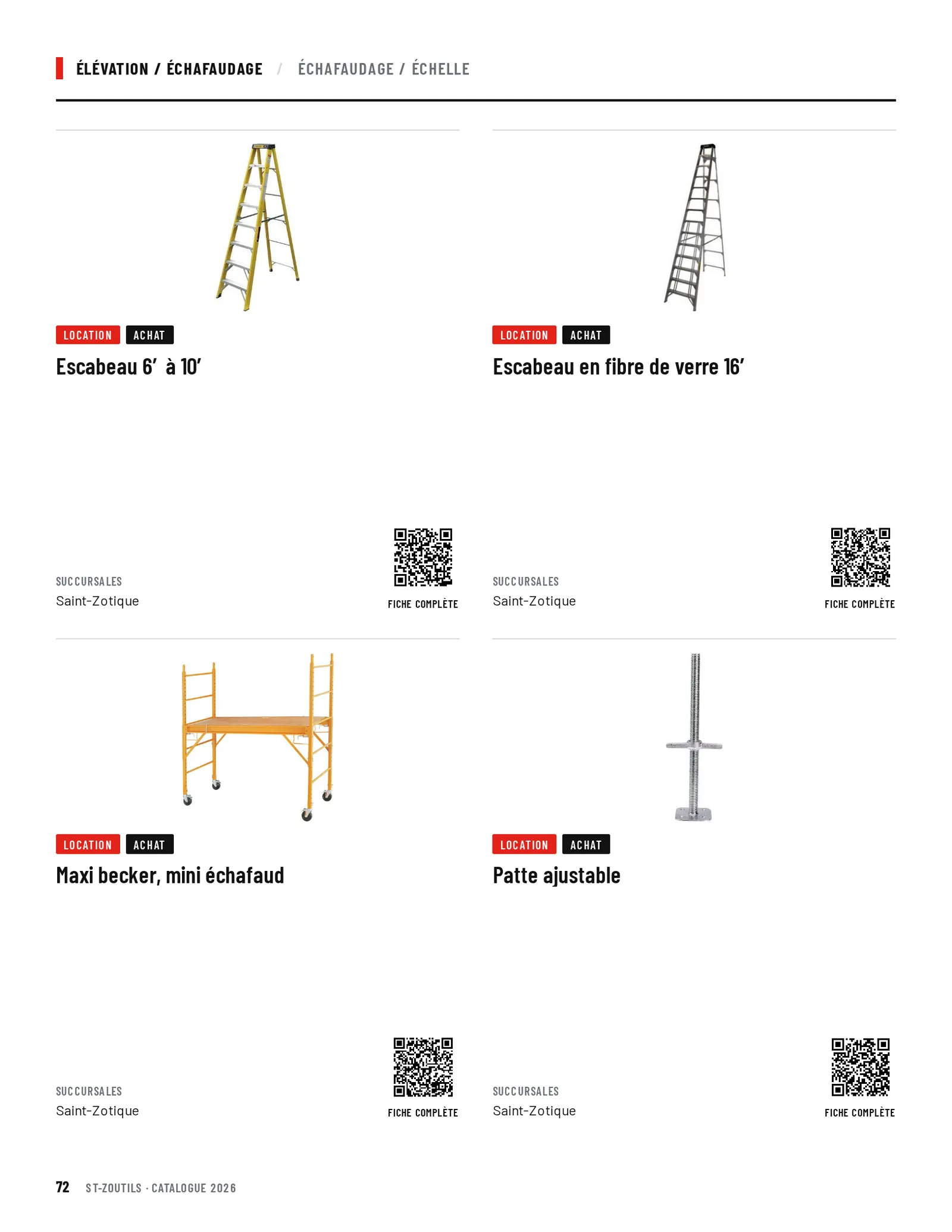 Élévation / Échafaudage : 4 outils