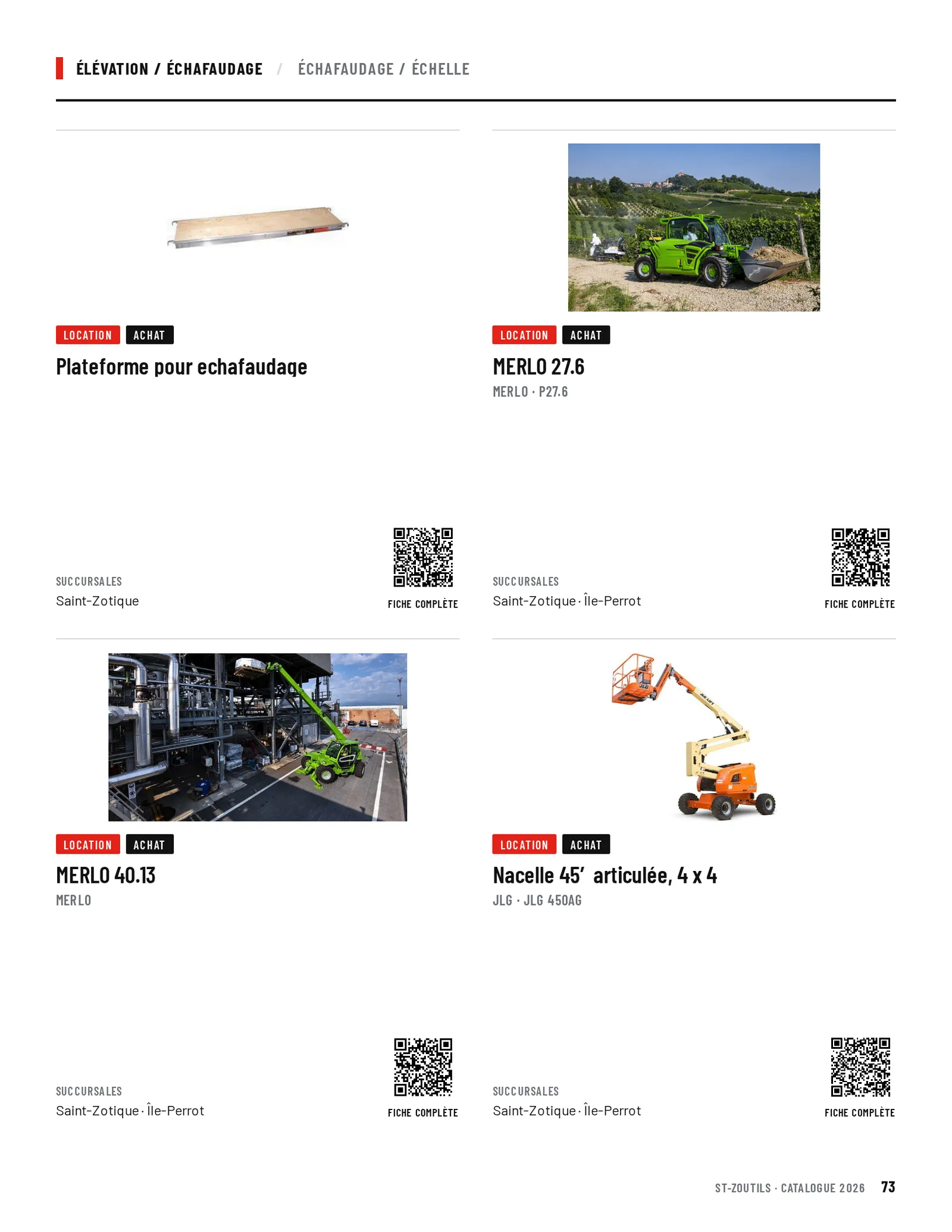 Élévation / Échafaudage : 4 outils
