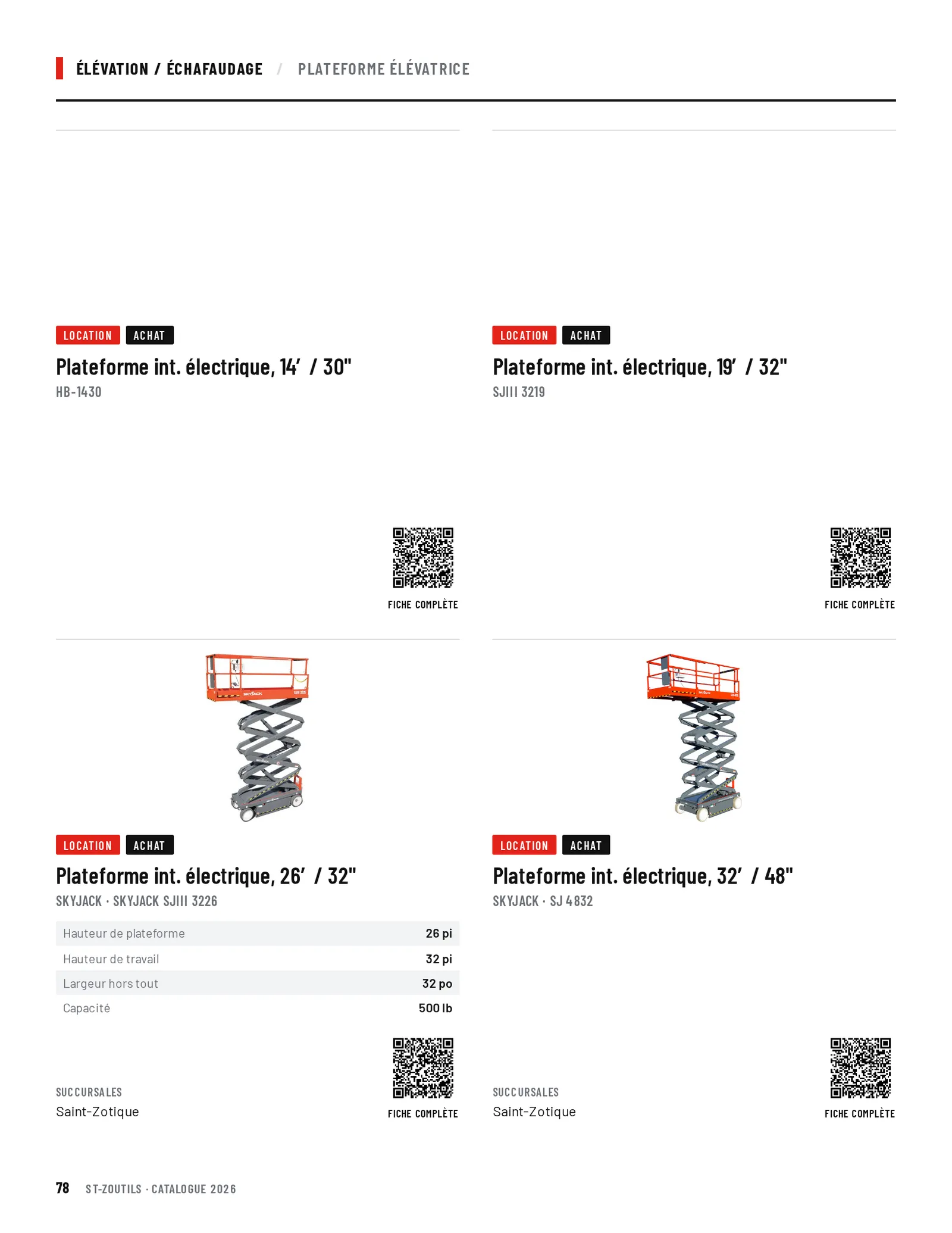 Élévation / Échafaudage : 4 outils