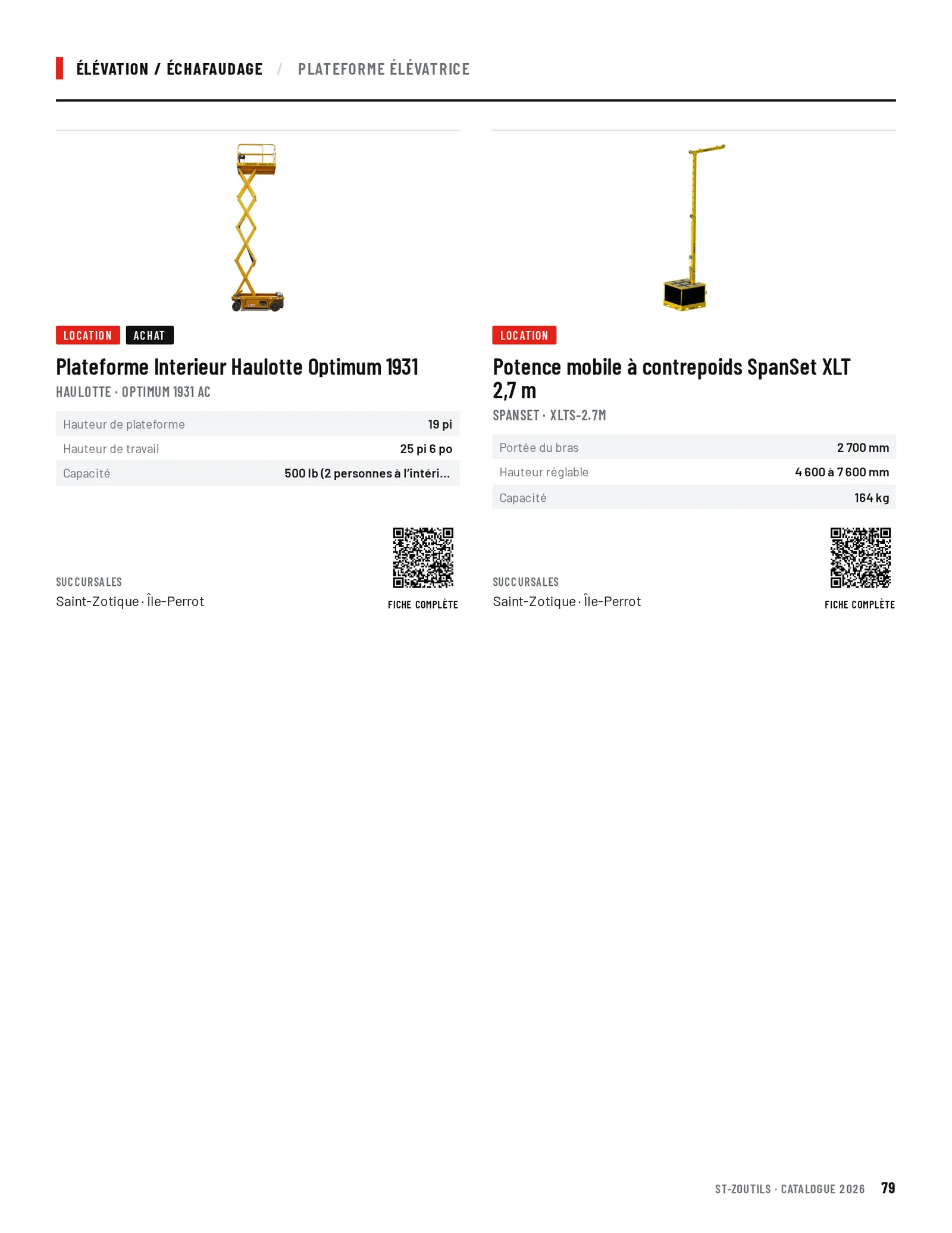 Élévation / Échafaudage : 2 outils