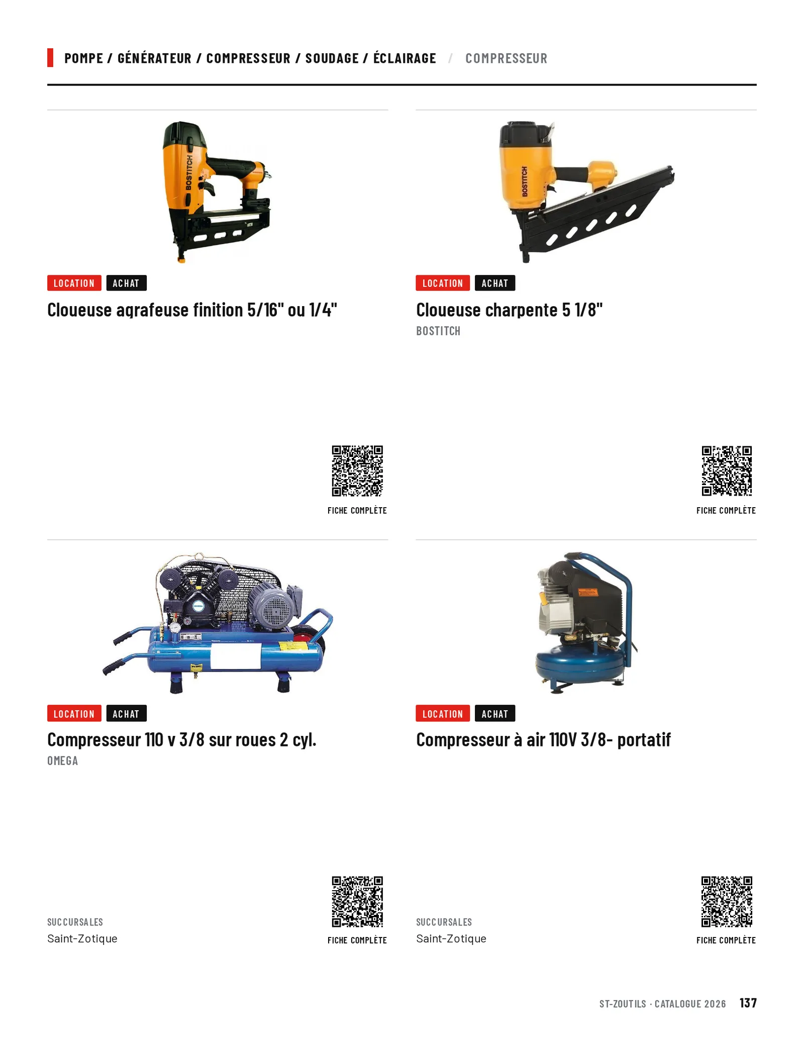 Pompe / Générateur / Compresseur / Soudage / Éclairage : 4 outils