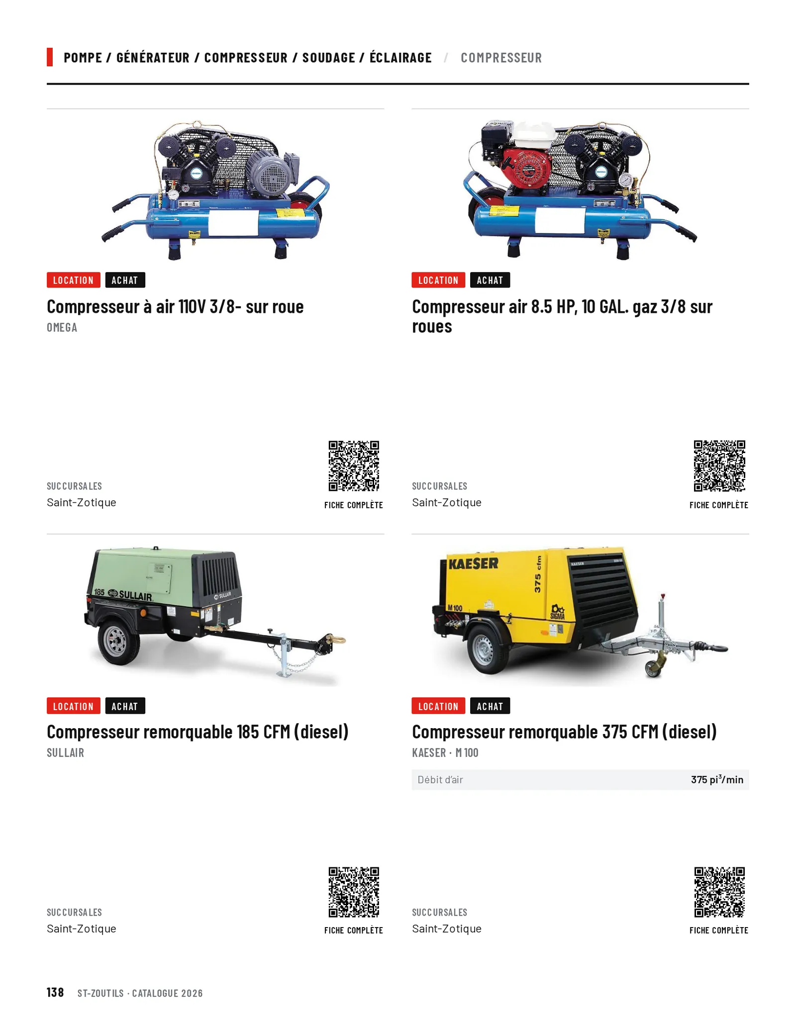 Pompe / Générateur / Compresseur / Soudage / Éclairage : 4 outils