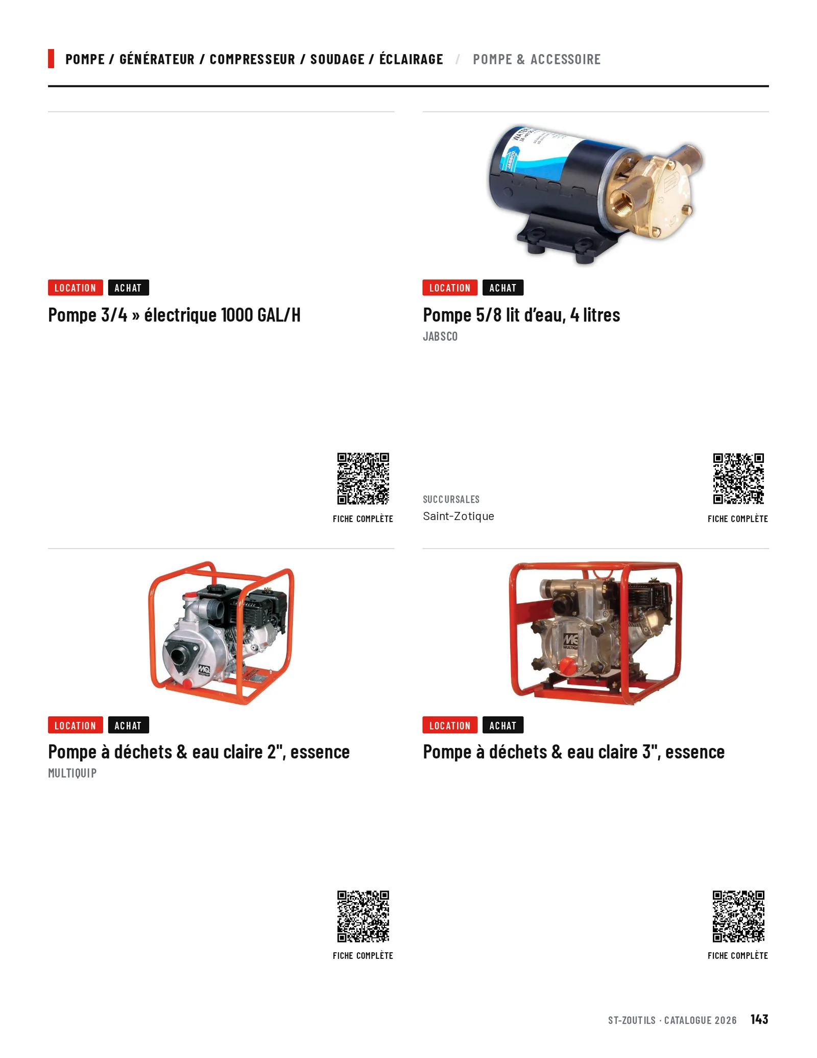 Pompe / Générateur / Compresseur / Soudage / Éclairage : 4 outils